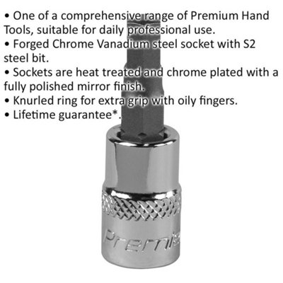 5mm Forged Hex Socket Bit - 1/4" Square Drive - Chrome Vanadium Wrench Socket