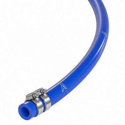 5mm ID x 10mm OD Blue Silicone Vacuum Hose 1 Metre with 2 Stainless ...