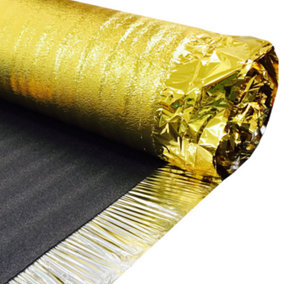 5mm Laminate & Wood Underlay Gold Foil 15m2 Roll (1m x 15m) Airborne / Impact Noise Reduction Moisture Proof Membrane