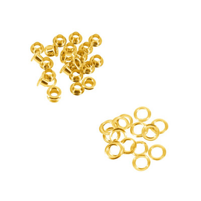 5mm Long Barrell Eyelets with Washers, Gold, 100pcs