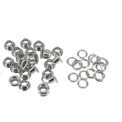 5mm Long Barrell Eyelets with Washers, Silver, 100pcs