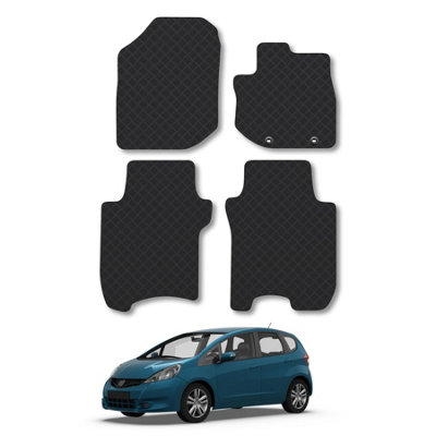 5mm Rubber Car Mats for Honda Jazz 2008-2011 Tailored Fit Backing Heavy-Duty Waterproof Easy-Clean Durable Full Coverage