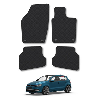 5mm Rubber Car Mats for VW Polo 2009-2017 Tailored Fit Backing Heavy-Duty Waterproof Easy-Clean Durable Full Coverage