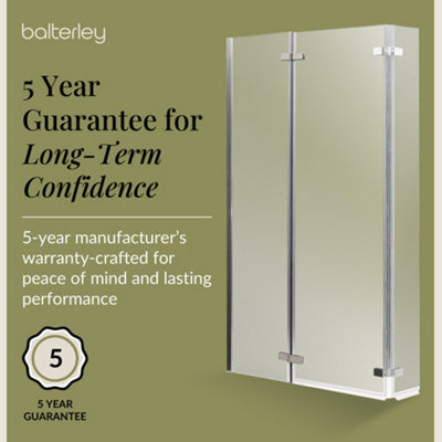 5mm Toughened Safety Glass Centre Hinged L Shaped Shower Bath Screen - Chrome - 6