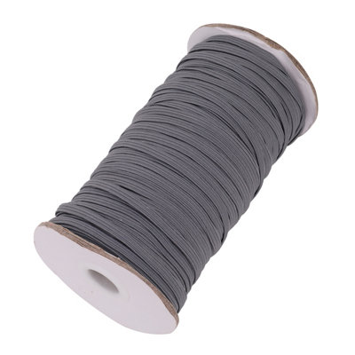 5mm Wide Flat Elastic Band, Adjustable Strech Elastic Cord Flat Tape, Dark Grey - 25 metres