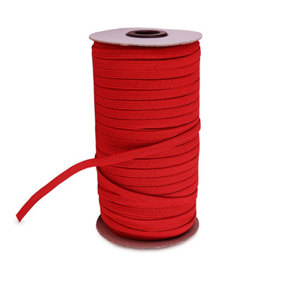 5mm Wide Flat Elastic Band, Adjustable Strech Elastic Cord Flat Tape, Red - 25 metres