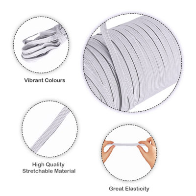 5mm Wide Flat Elastic Band, Adjustable Strech Elastic Cord Flat Tape ...