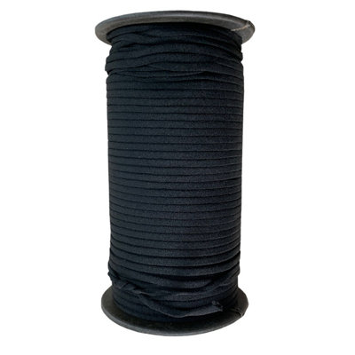 5mm Wide Flat Elastic Band, Soft Stretchy Strap Elastic Cord, Black - 25 meters