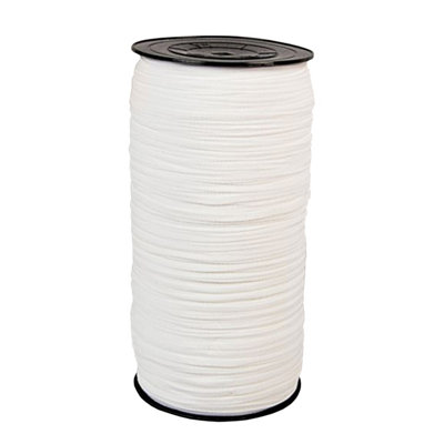 5mm Wide Flat Elastic Band, Soft Stretchy Strap Elastic Cord, White - 25 meters
