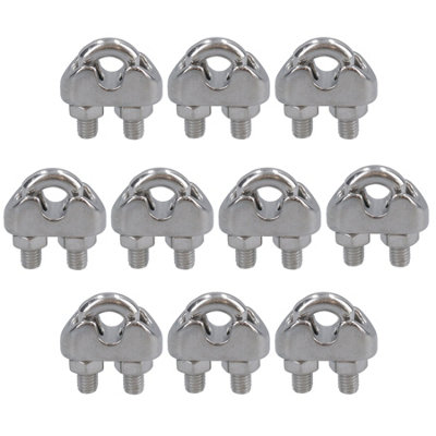 5mm Wire Rope / Cable Grip / Clamp Stainless Steel 316 Marine Grade 10 Pack