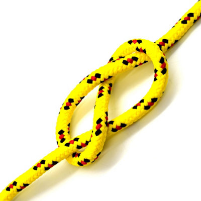5mm x 100 metres / 328 ft of Yellow & Red Polypropylene Rope, Solid Braided Poly Rope Cord Twine for Boating, Yachting, Camping