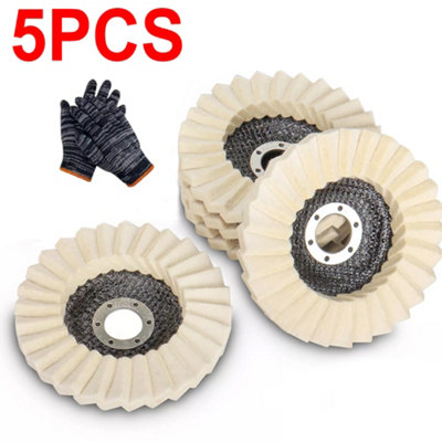 Wool Buffing Wheel Pads 6-Pack - 4.5 Inch Polishing Discs For Angle Grinder