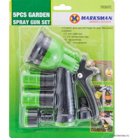 5pc 8 Function Dial Hose Pipe Garden Spray Gun Hose Pipe Nozzle Watering Set New