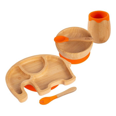 5pc Bamboo Elephant Baby Weaning Set - Orange