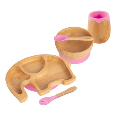 5pc Bamboo Elephant Baby Weaning Set - Pink