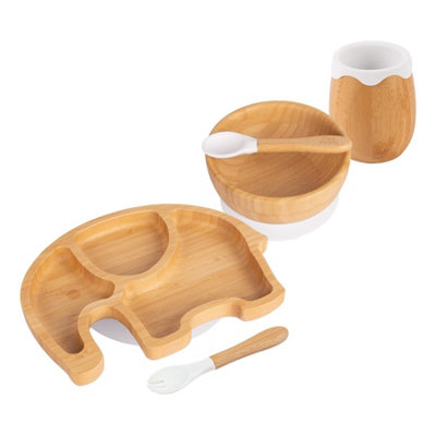 5pc Bamboo Elephant Baby Weaning Set - White