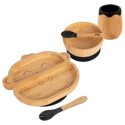 5pc Bamboo Monkey Baby Weaning Set - Black