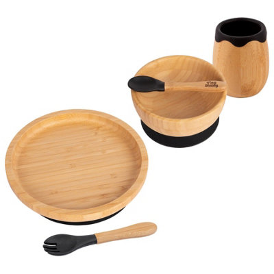 5pc Bamboo Round Baby Weaning Set - Black