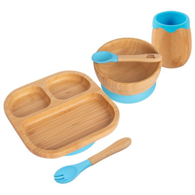 5pc Bamboo Segmented Baby Weaning Set - Blue