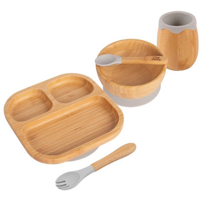 5pc Bamboo Segmented Baby Weaning Set - Grey