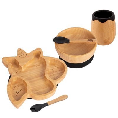 5pc Bamboo Unicorn Baby Weaning Set - Black