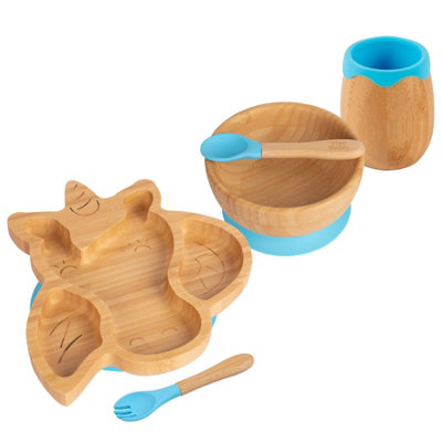 5pc Bamboo Unicorn Baby Weaning Set - Blue