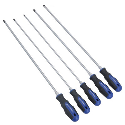 5pc Extra Long Screwdriver Flat Slotted Pozi Phillips Headed Total ...
