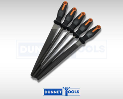 5pc File Set 8" Soft Grip Engineer Metal Half Round Flat Triangular Square Kit - 9