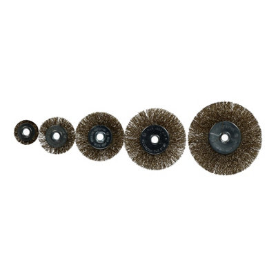 5pc Flat Wire Wheel Brush Set For Paint Rust Removal With 6mm Shank