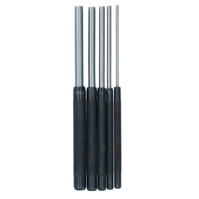 WEDGE 8 Piece Short Drive Punch Set | Sizes: 1/16" (0.16 Cm) To 5/16" (0.79 Cm) | 4" (10.2 Cm) Length | Metal Tapping Surfaces | Great For Punching Metal, Paper, Plastic, Leather