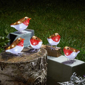 5pc Pre-Lit Christmas Robin Decorations