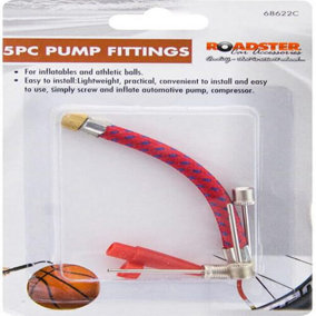 5Pc Pump Fitting Set Football Pump Ball Needle Air Adapter Bicycle Basketball