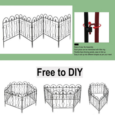 5pc Rustproof Metal Garden Fencing Panel Animal Barrier Folding Edge ...