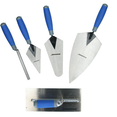 5pc Soft-Grip Trade Trowel Set Pointing Gauging Plastering Brick Jointer Masonry