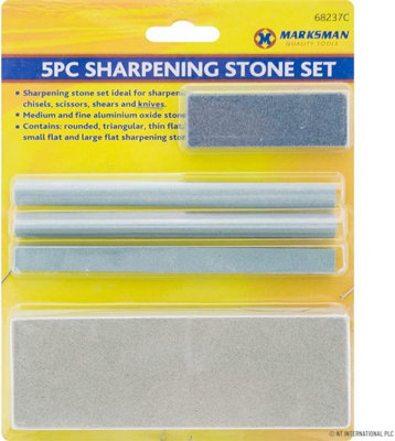 5pc Stone Set Combination Sharpening Stone Scissors Tools Chisel Blade New
