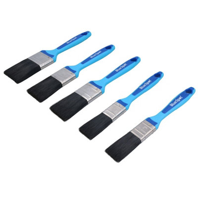 5pc Synthetic Paint Brush Painting + Decorating Brushes Rubber Grip Handle 1" - 2"
