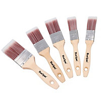 5pc Synthetic Paint Brush Painting + Decorating Brushes Wooden Handle 1" - 2"