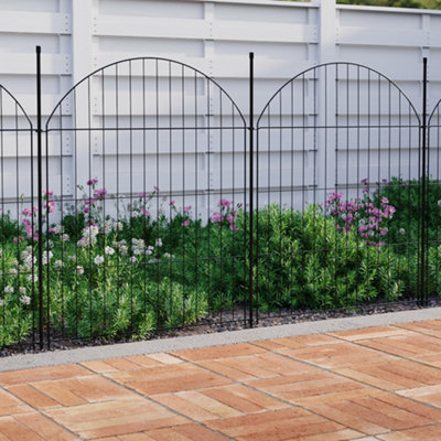 5pcs Arch Top Metal Garden Fence Panels No Dig Fencing Border for Yard ...