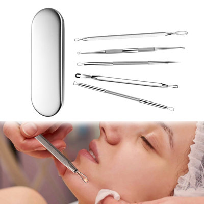 5pcs Blackhead Remover Pimple Extractor Tweezer Set