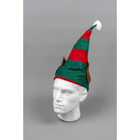 5pcs Christmas Elf Hat with Ears Xmas Santa Helper Hat Red and Green Xmas Fancy Dress Pom Party Costume Accessories One Size Adult