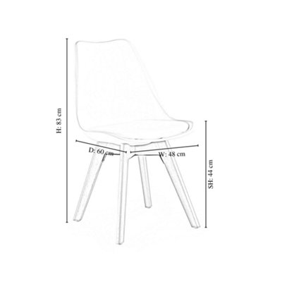 5PCs Dallas Lorenzo Scandinavian Dining Set, an Oak Wooden Dining Table and Set of 4 White Plastic chairs w/ leather cushion Seats