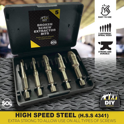 5Pcs Damaged Screw Extractor Set - Easy Out Screw Remover - Broken Nuts and Bolts Extractor Set - Stripped Screw Head Removal