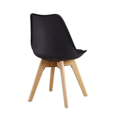 5PCs Dining Set - a Black Halo Dining Table & Set of 4 Black Lorenzo Tulip chairs with Padded Seat
