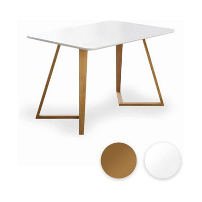 5PCs Dining Set - a White Dallas Dining Table & Set of 4 Grey Lorenzo Tulip chairs with Padded Seat