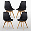 5PCs Dining Set - a White Halo Dining Table & Set of 4 Black Lorenzo Tulip chairs with Padded Seat