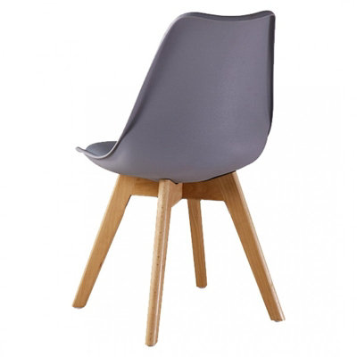 5PCs Dining Set - an Oak Halo Dining Table & Set of 4 Grey Lorenzo Tulip chairs with Padded Seat