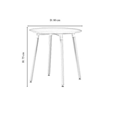 5PCs Dining Set - an Oak Round Dining Table & Set of 4 White Lorenzo Tulip chairs with Padded Seat
