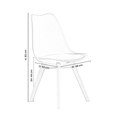 5PCs Dining Set - an Oak Round Dining Table & Set of 4 White Lorenzo Tulip chairs with Padded Seat