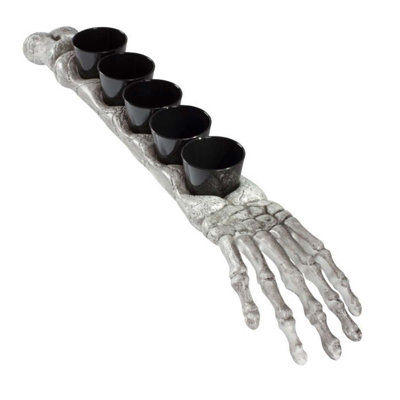 5Pcs Halloween Skeleton Arm Shot Glasses - Black Stand, Spooky Party ...