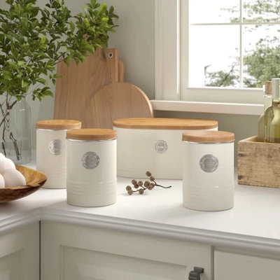 5pcs Non-Rust Tea Coffee Sugar Cookie Bread Bin Embossed Design